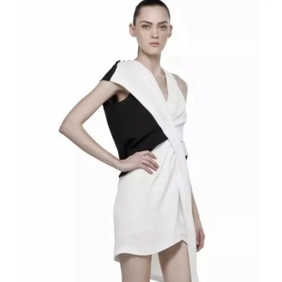Helmut Lang Dresses & Skirts - Helmet Lang Black and White Draped Dress